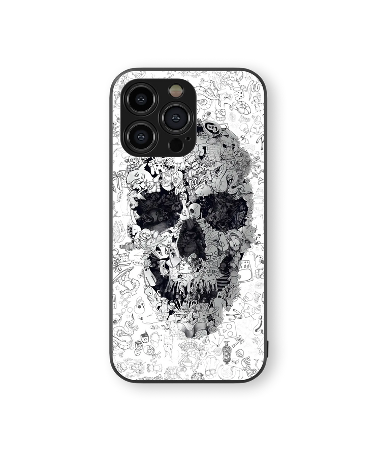 Gothic Doodle Art Glass Mobile Cover | Heart of Darkness Series | Premium Glass Back Case