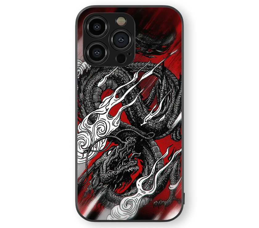 Dynamic Oriental Dragon Glass Mobile Cover | Inked Series | Premium Glass Back Case