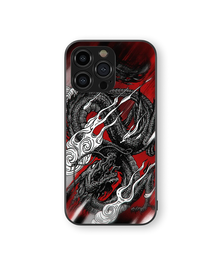 Dynamic Oriental Dragon Glass Mobile Cover | Inked Series | Premium Glass Back Case