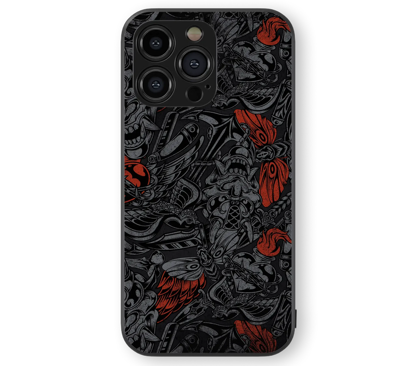 Monochrome Monster Art Glass Mobile Cover | Midnight Series | Premium Glass Back Case