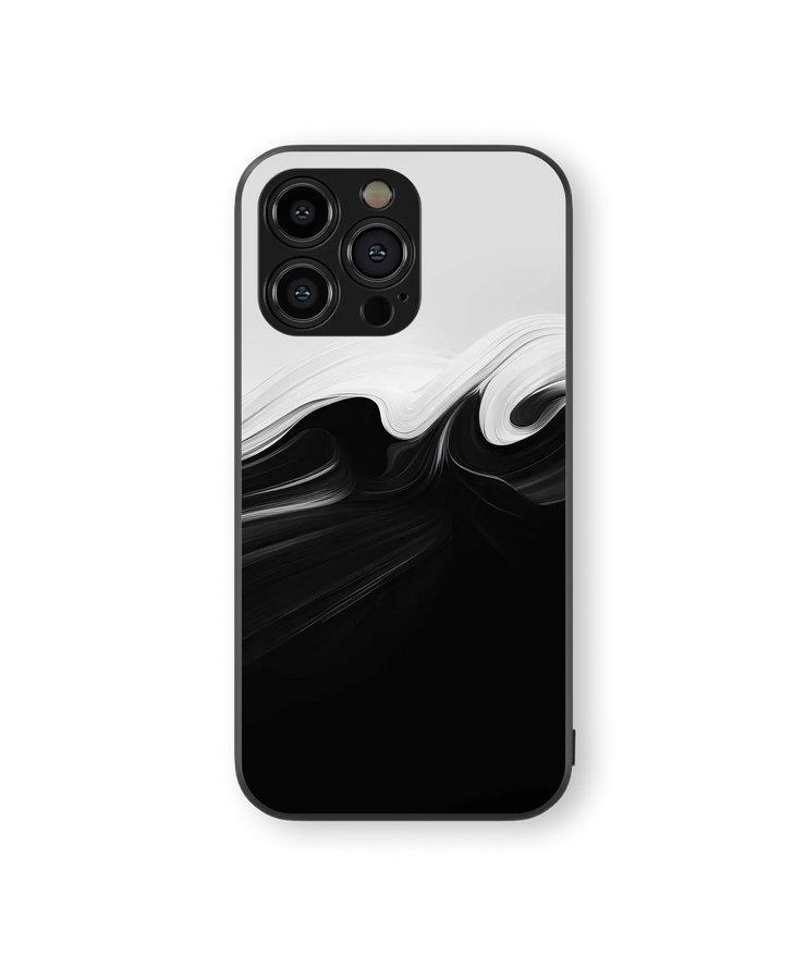 Abstract Art Glass Mobile Cover | Monochrome Wave Series | Premium Glass Back Case
