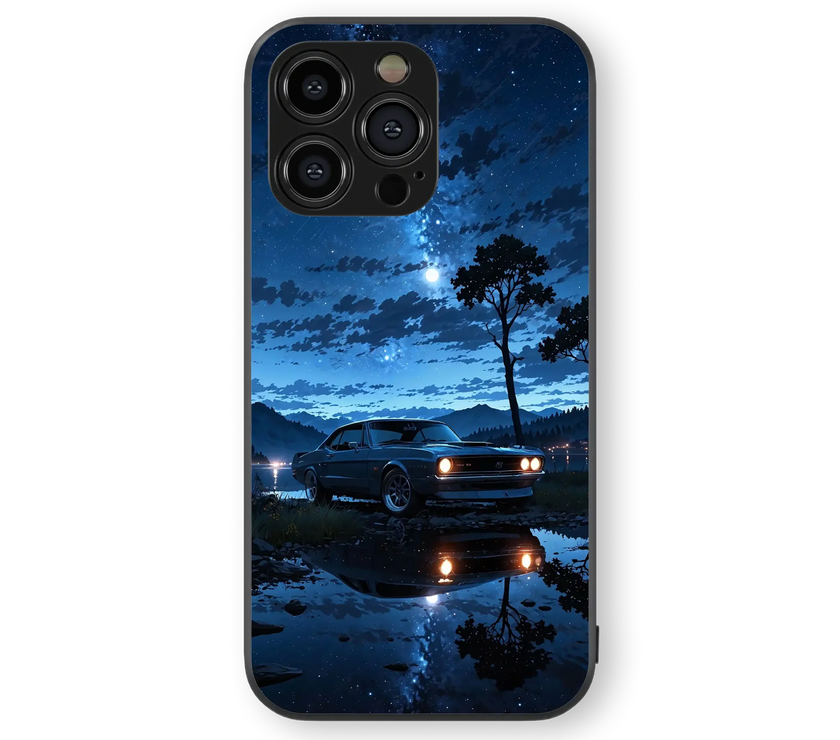 Nocturnal Drive | Vintage Car Night Sky | Premium Glass Back Case