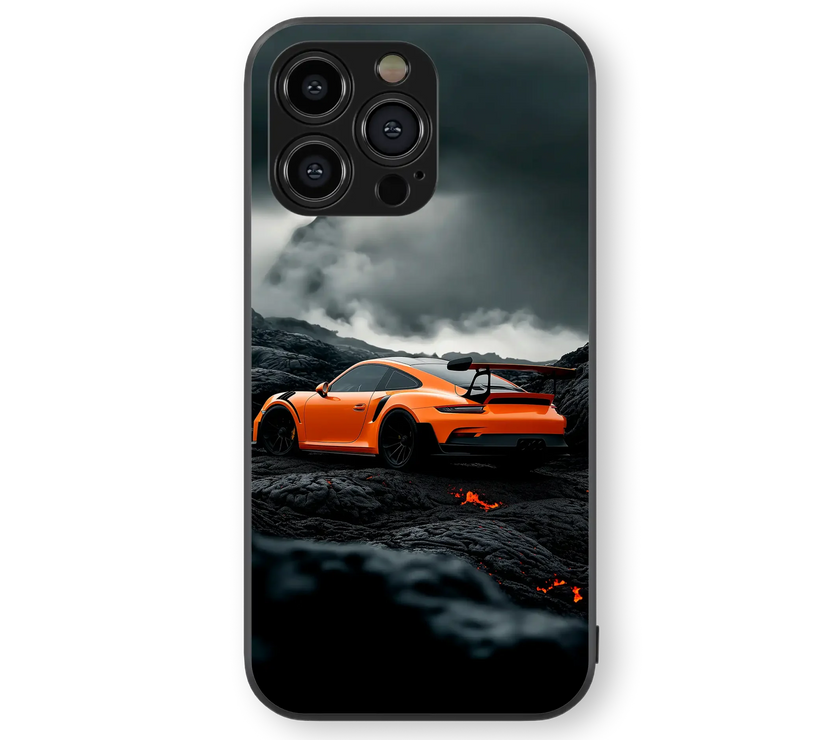 Dramatic Stormscape with Sports Car | Adventure Series | Premium Glass Back Case
