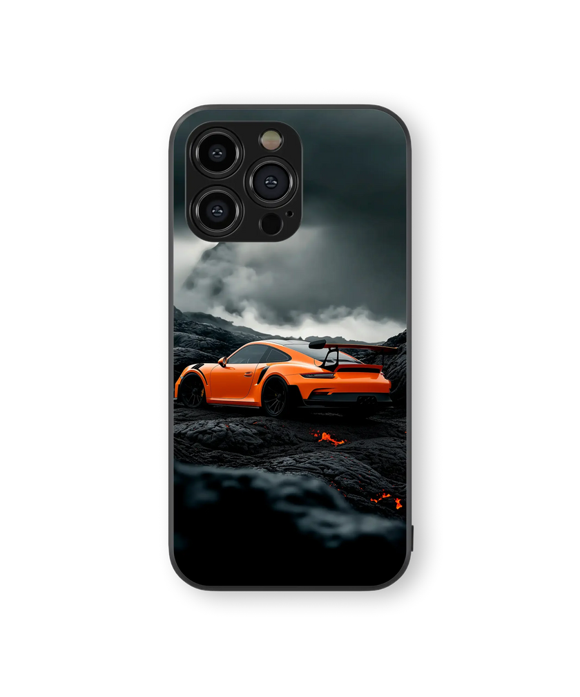 Dramatic Stormscape with Sports Car | Adventure Series | Premium Glass Back Case