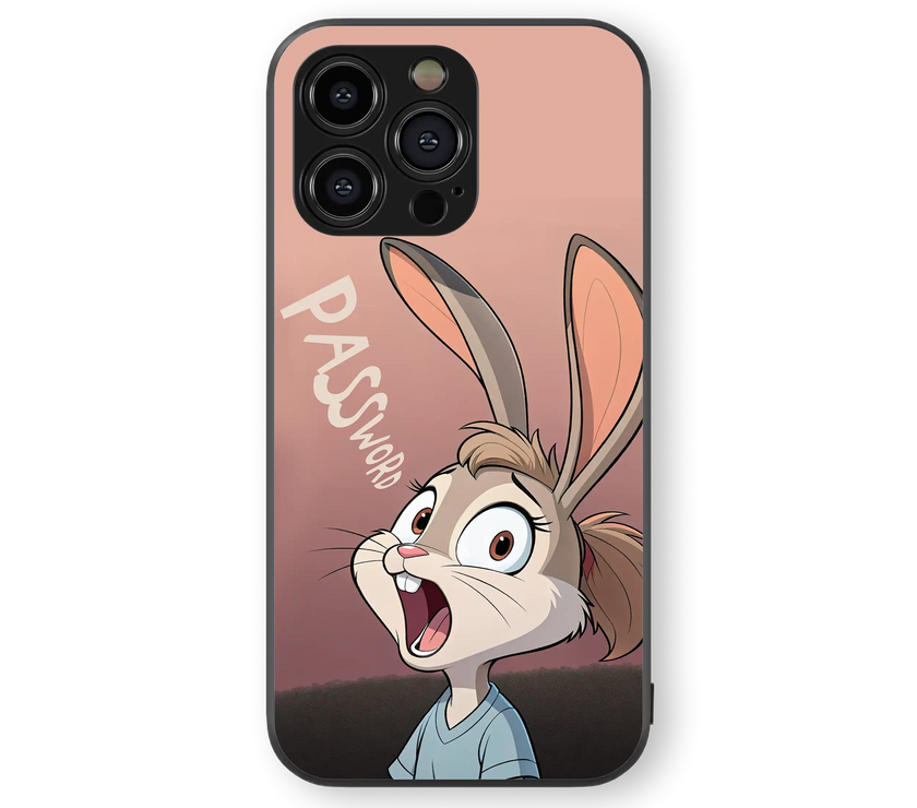 Cute Bunny Surprise Premium Glass Mobile Cover