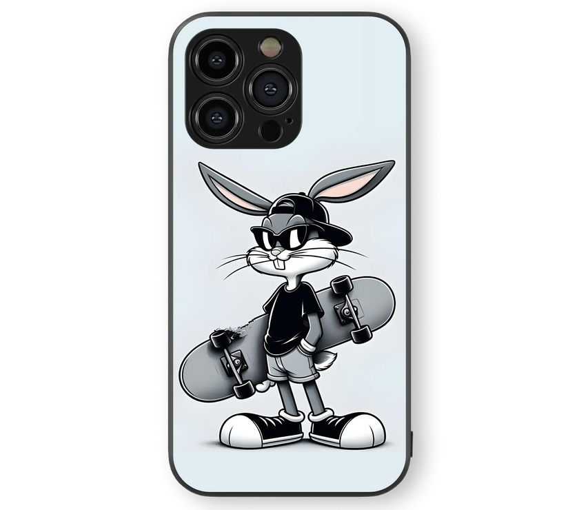 Skater Bunny Cartoon | Cool & Hip Series | Premium Glass Back Case