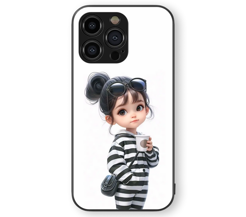 Cute Character Premium Glass Mobile Cover
