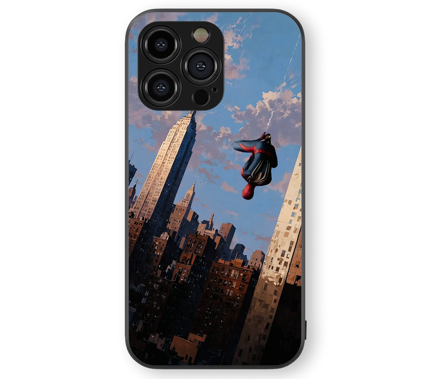 Superhero Skyline Adventure Premium Glass Mobile Cover