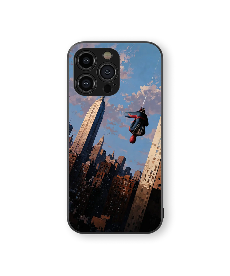 Superhero Skyline Adventure Premium Glass Mobile Cover