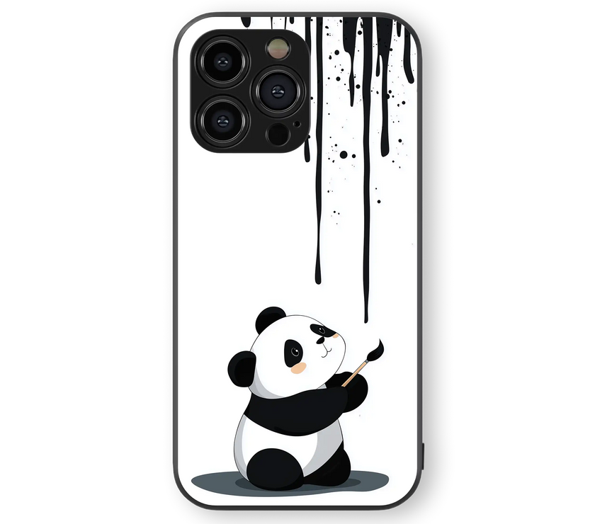 Cute Panda Art Premium Glass Mobile Cover