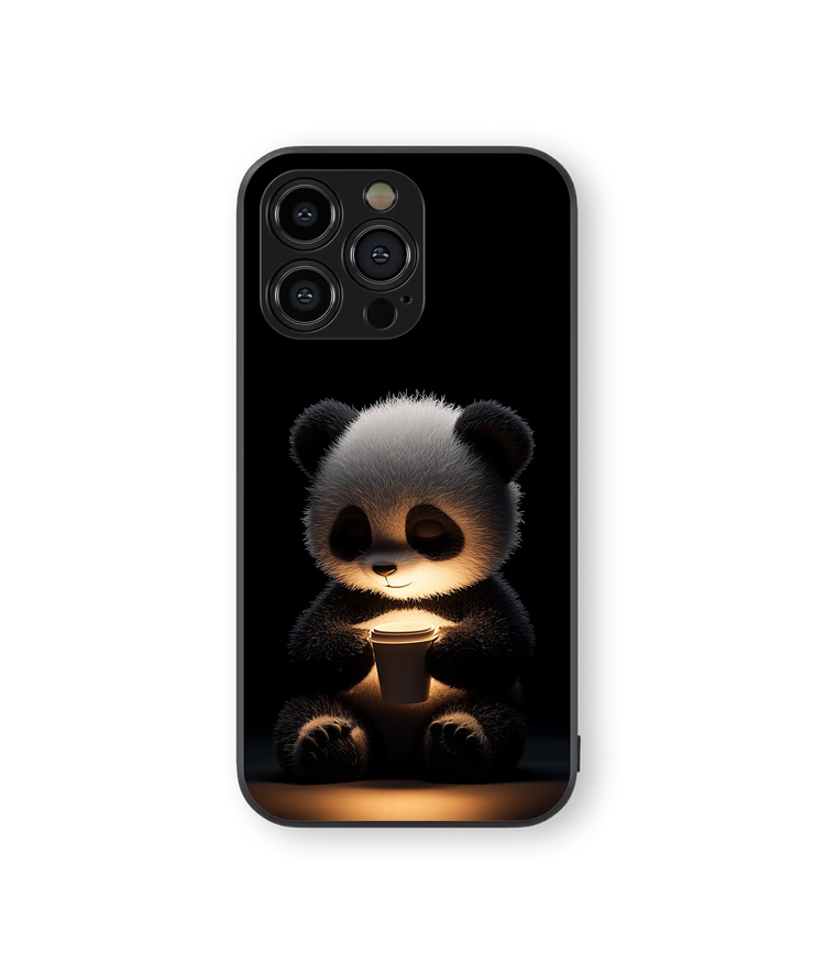 Cute Panda Glow Premium Glass Mobile Cover