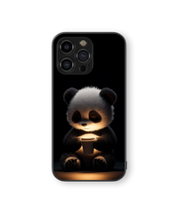 Cute Panda Glow Premium Glass Mobile Cover