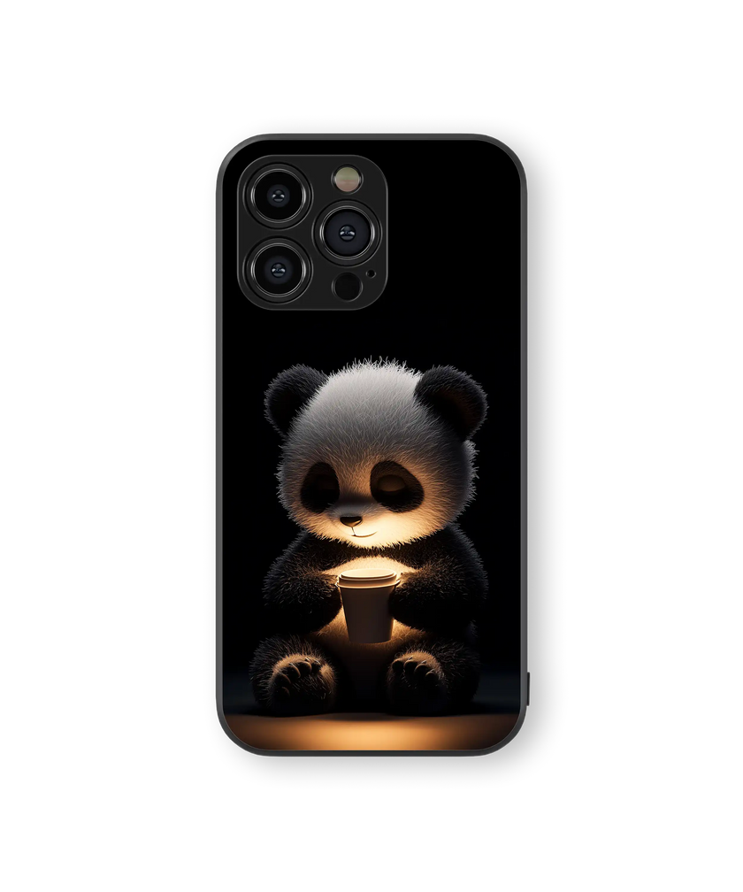 Cute Panda Glow Premium Glass Mobile Cover