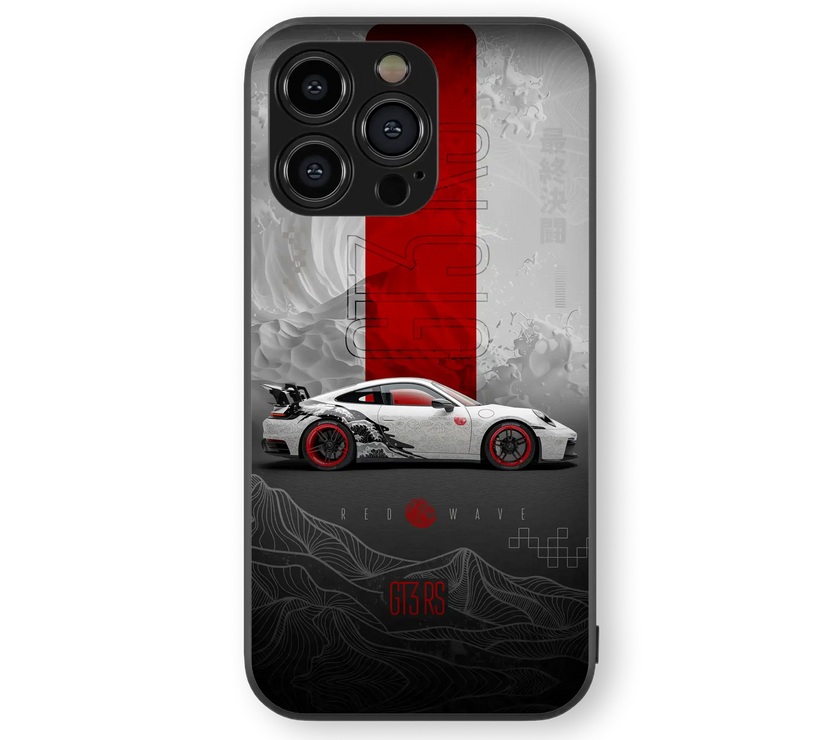 High-Speed Porsche | Red Wave Series | Premium Glass Back Case