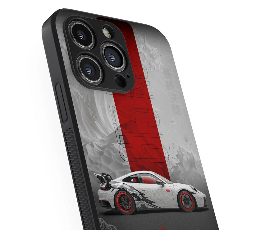 High-Speed Porsche | Red Wave Series | Premium Glass Back Case