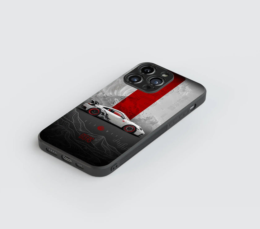 High-Speed Porsche | Red Wave Series | Premium Glass Back Case