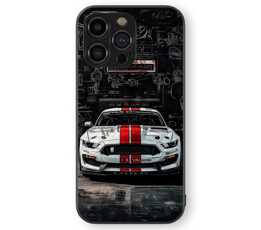Moody Car Blueprint Premium Glass Mobile Cover
