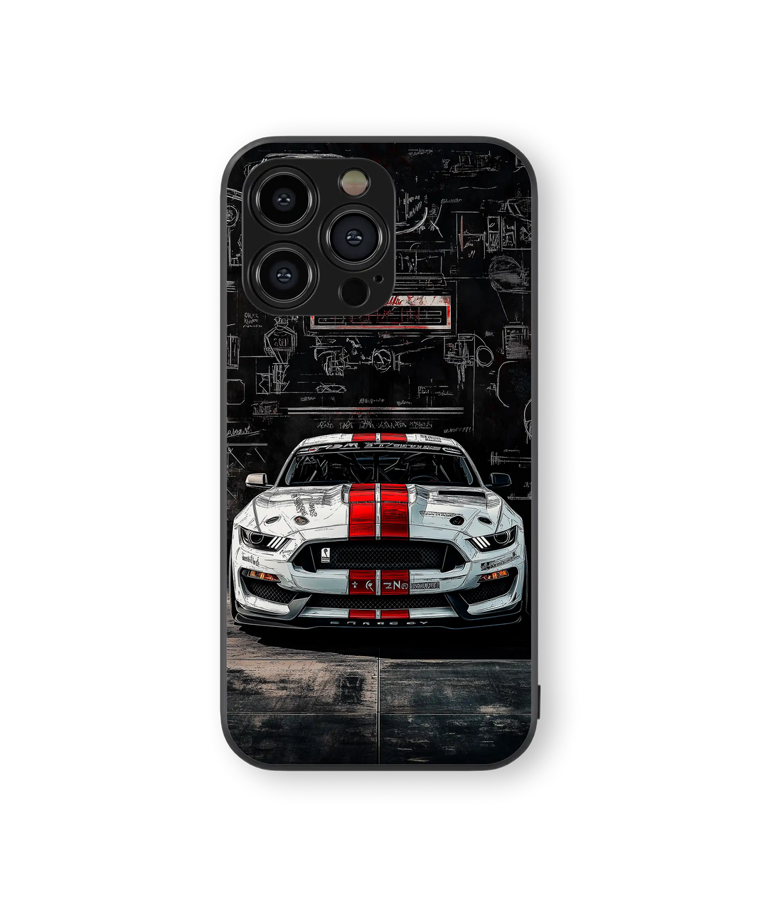 Moody Car Blueprint Premium Glass Mobile Cover
