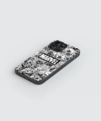 Marvel Comic Grid – Classic Black & White | Premium Glass Back Mobile Cover
