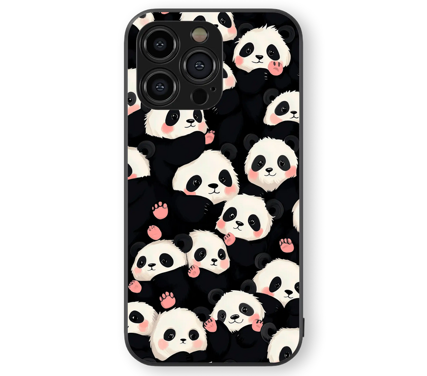 Cute Panda Charm Premium Glass Mobile Cover