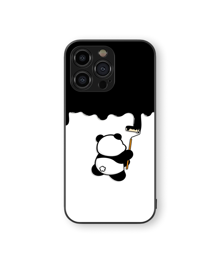 Cute Panda Artist Premium Glass Mobile Cover