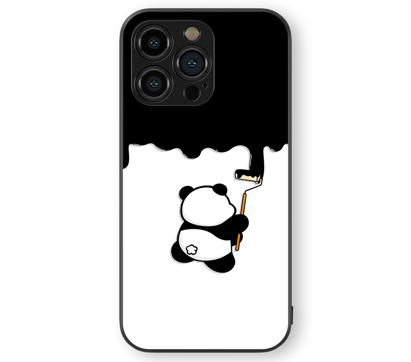Cute Panda Artist Premium Glass Mobile Cover