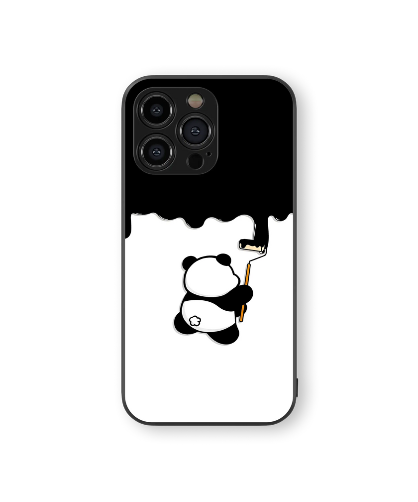 Cute Panda Artist Premium Glass Mobile Cover