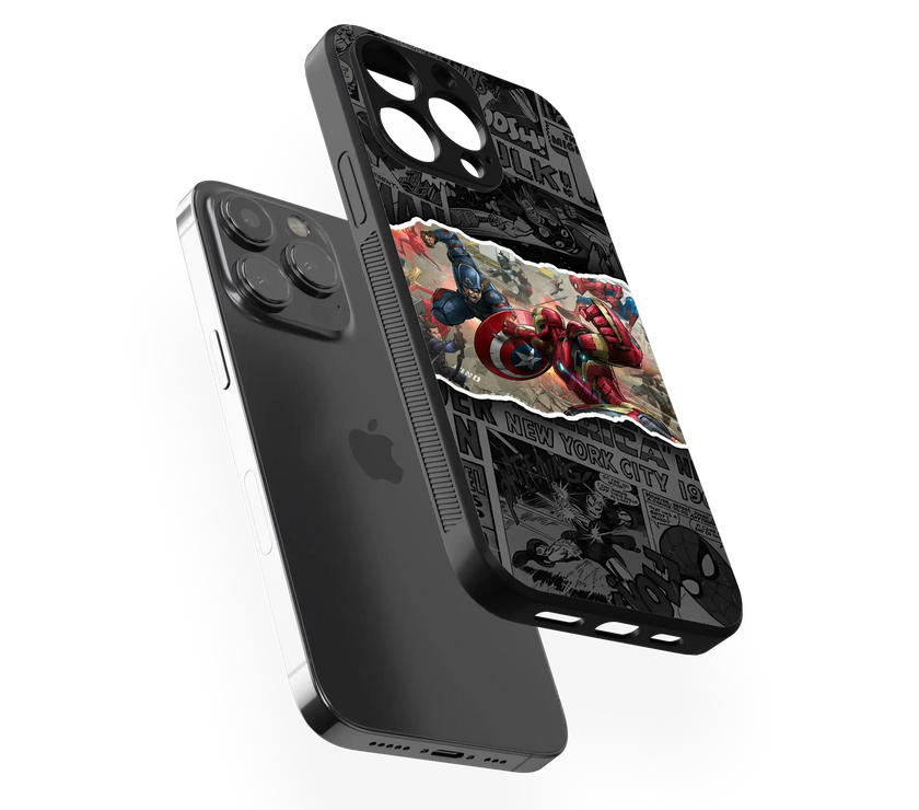Epic Superhero Clash Premium Glass Mobile Cover