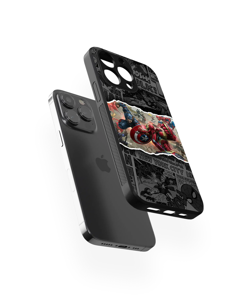 Epic Superhero Clash Premium Glass Mobile Cover