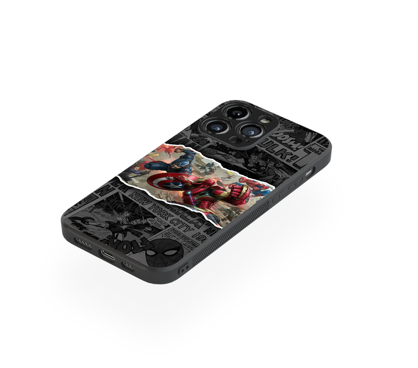Epic Superhero Clash Premium Glass Mobile Cover