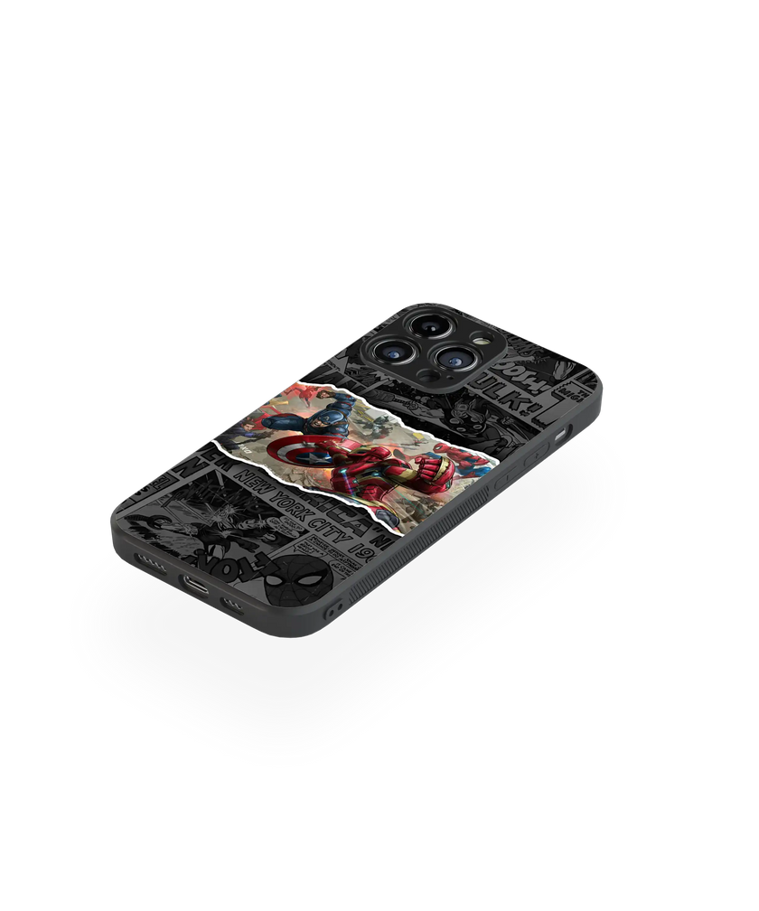 Epic Superhero Clash Premium Glass Mobile Cover