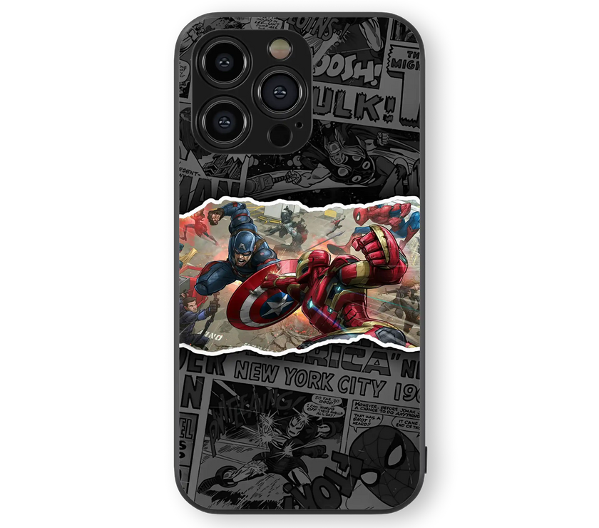 Epic Superhero Clash Premium Glass Mobile Cover