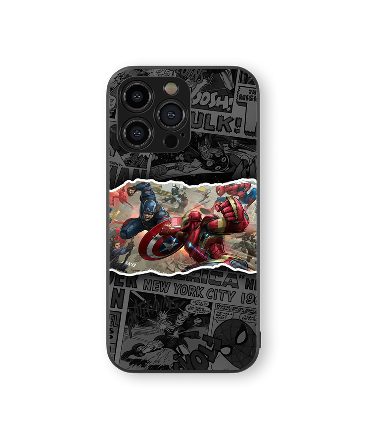 Epic Superhero Clash Premium Glass Mobile Cover