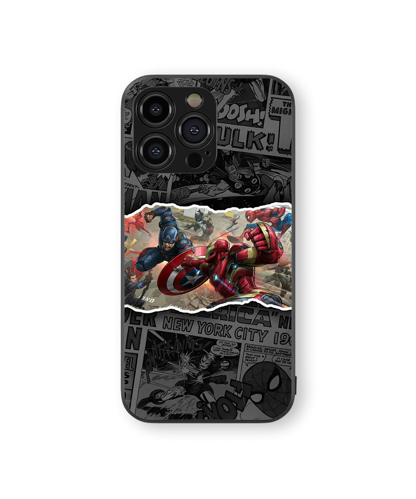 Epic Superhero Clash Premium Glass Mobile Cover